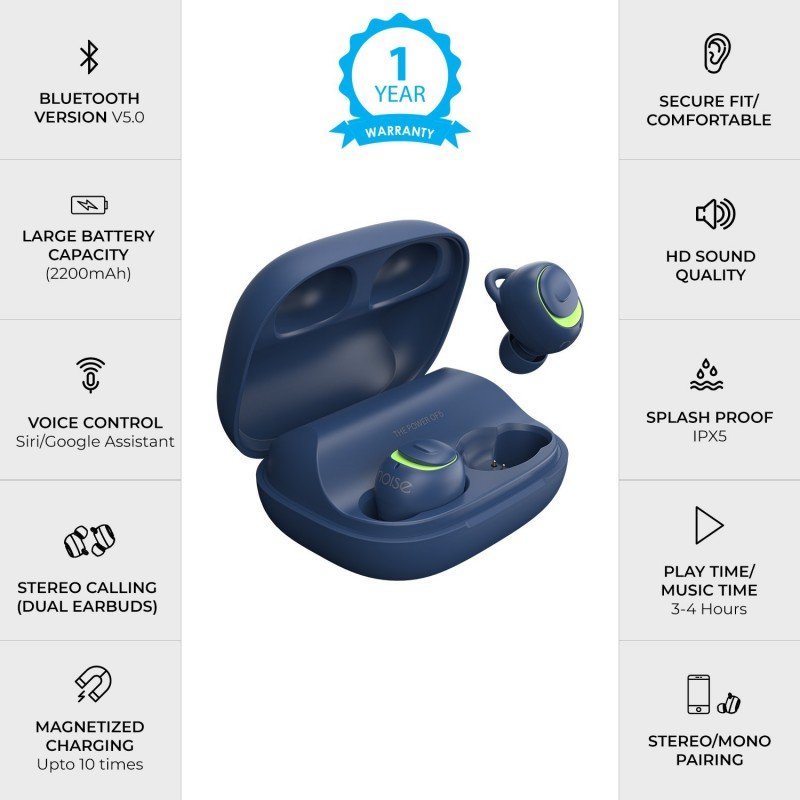 Noise Shots X5 Charge True Wireless Bluetooth (Acid Blue, True Wireless) Noise Shots X5 Charge True Wireless Bluetooth (Acid Blue, True Wireless)