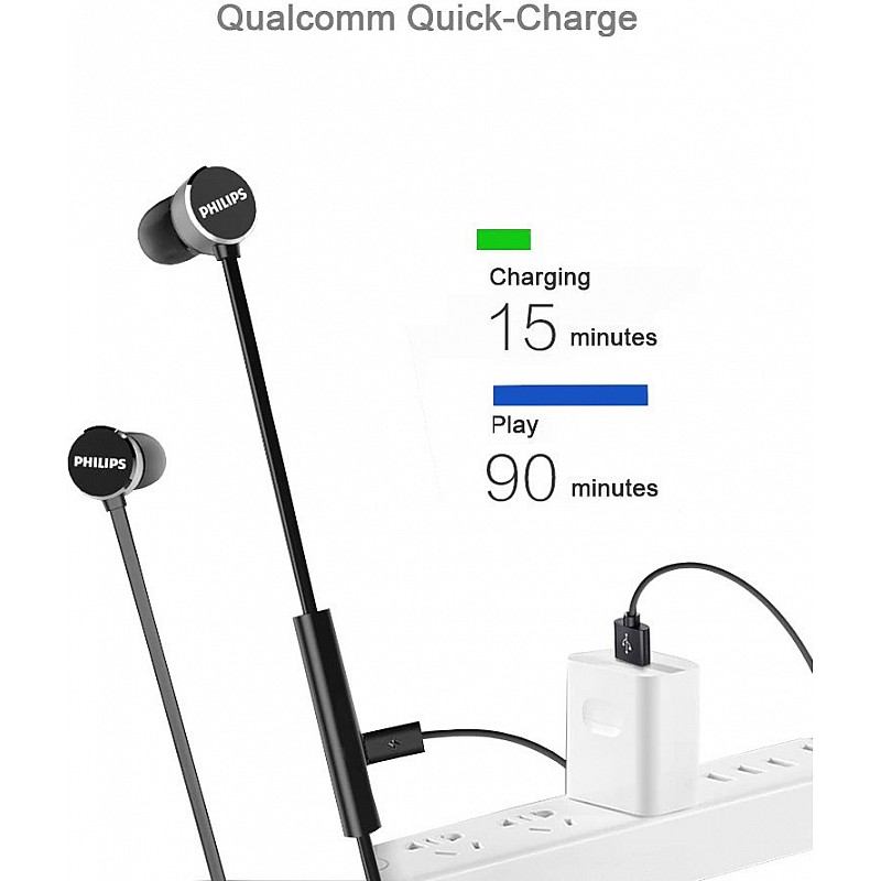 PHILIPS Upbeat TAUN102BK/00 With Spash-Proof design Bluetooth Headset Black