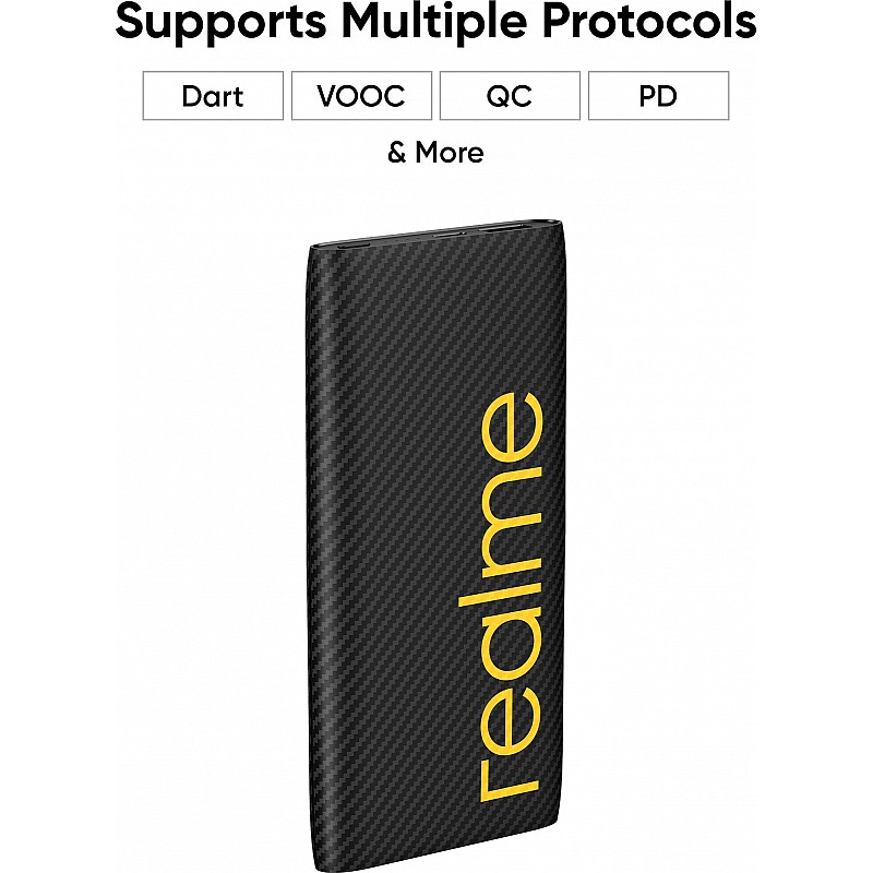 Realme 10000 mah power bank fast charging 30 w black lithium polymer