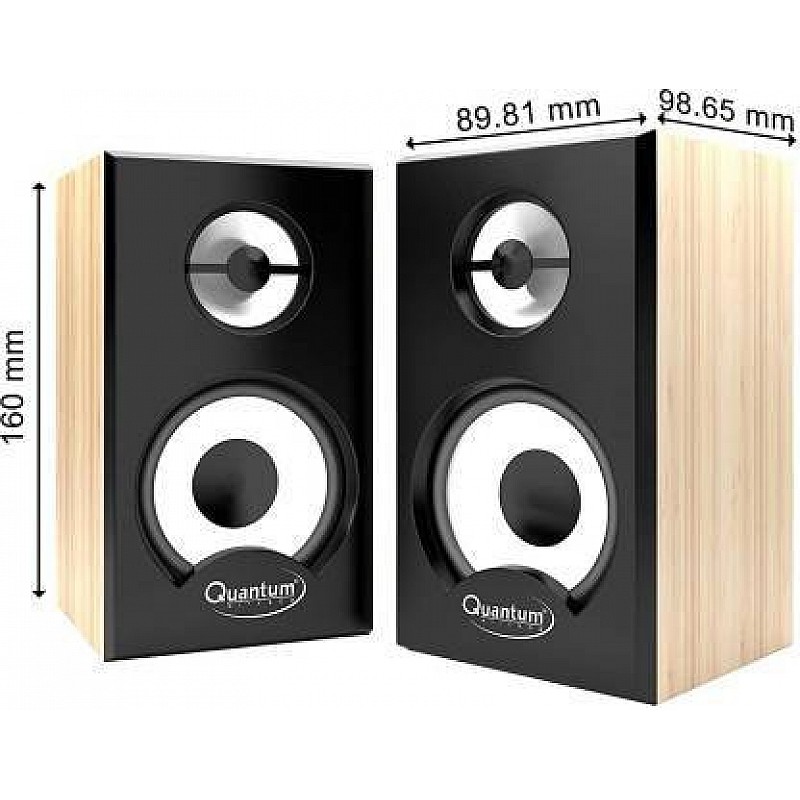 Quantum QHM636 Portable Laptop USB Powered Multimedia Wooden Speaker with AUX Input 