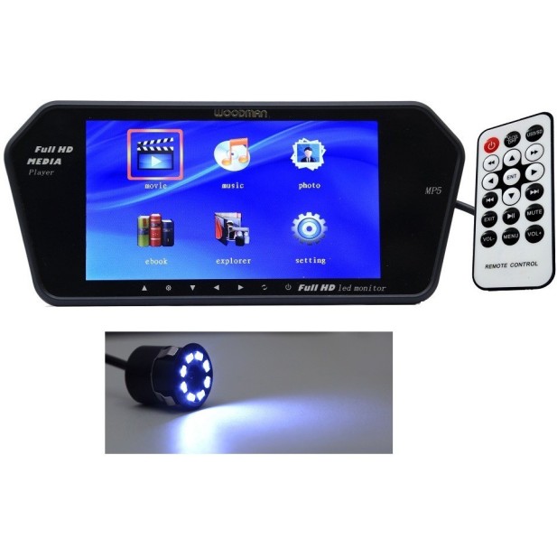 WOODMAN 7 inch Car Video Monitor with USB, Bluetooth and Car Reaview Camera Black LED (18 cm) WOODMAN 7 inch Car Video Monitor with USB, Bluetooth and Car Reaview Camera Black LED (18 cm)