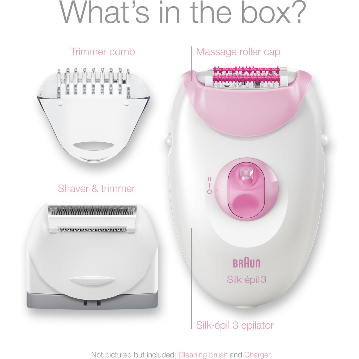 Braun Silk-epil 3-170, Epilator for Long-Lasting Hair Removal, 20 Tweezer System, Smart light Technology and Massage Rollers, Purple