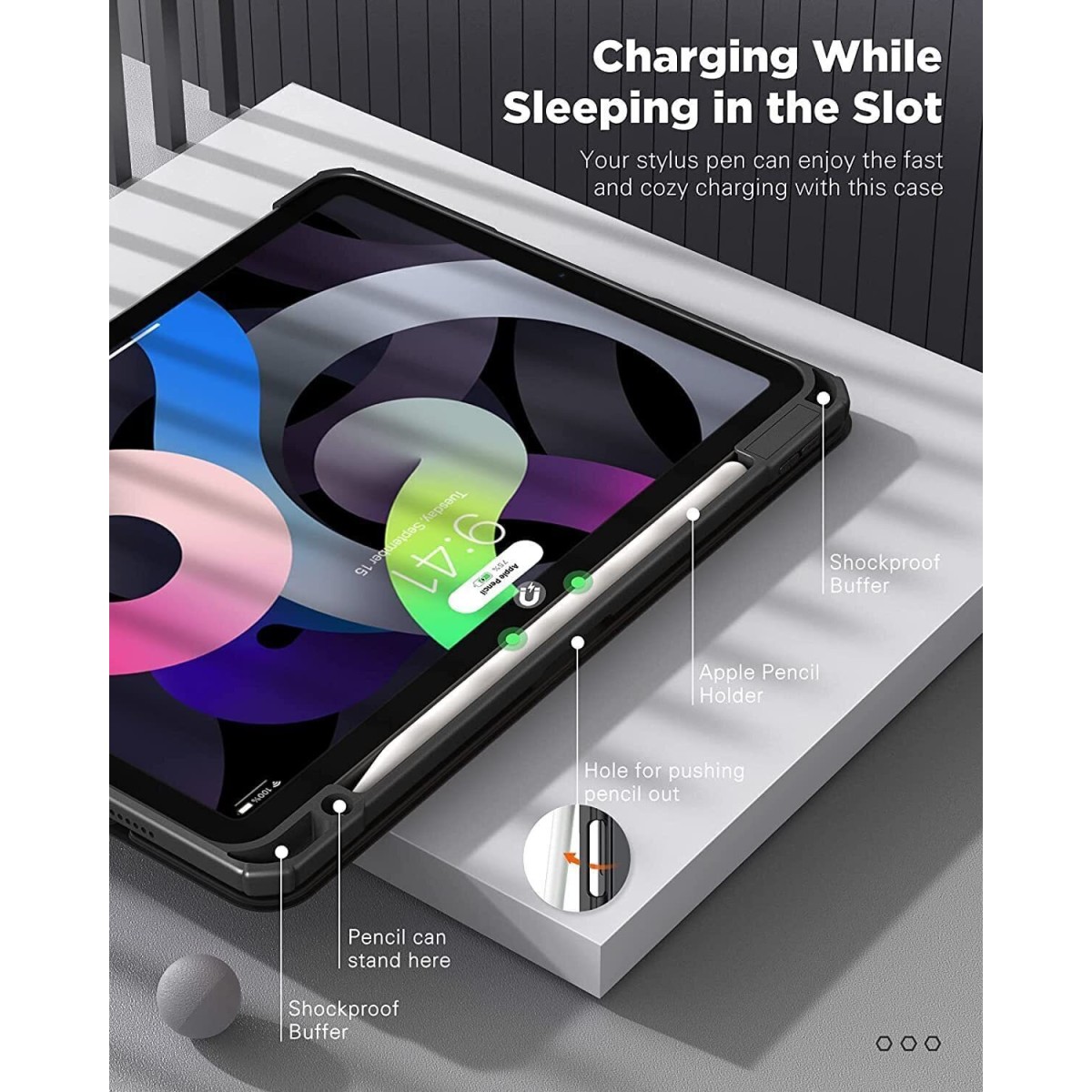 Robustrion Flip Cover for iPad Air 5th Gen / iPad Air 4th Gen 10.9 inch, iPad Air 11 inch (Black, Dual Protection, Pack of: 1)