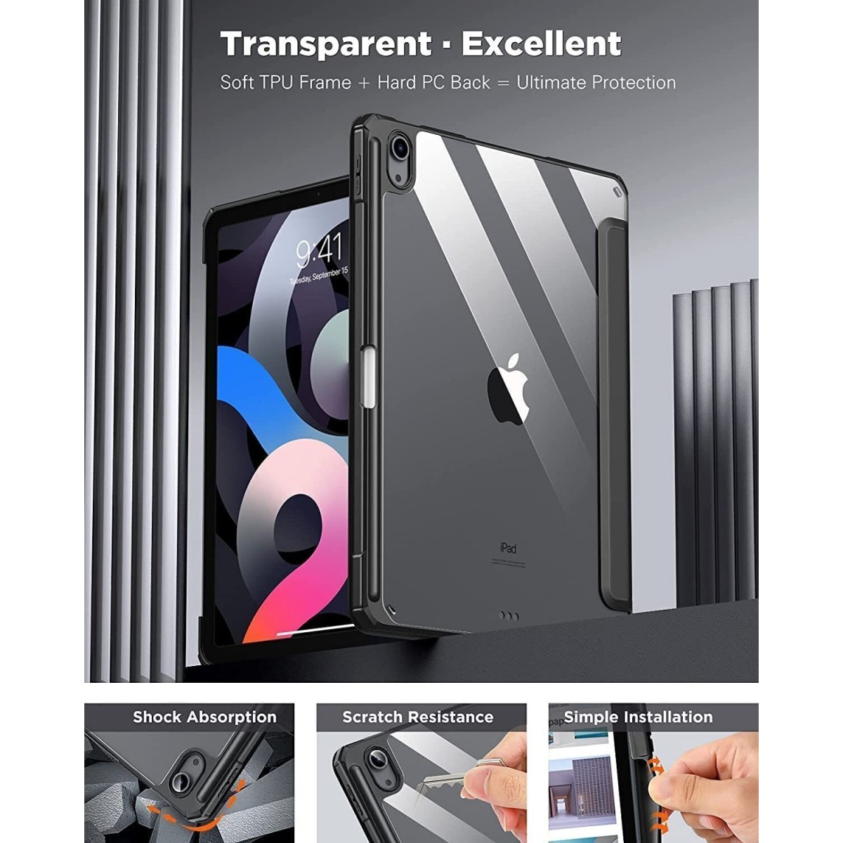 Robustrion Flip Cover for iPad Air 5th Gen / iPad Air 4th Gen 10.9 inch, iPad Air 11 inch (Black, Dual Protection, Pack of: 1)