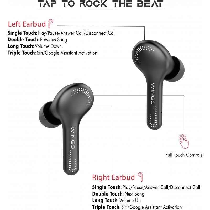 Wings Vibe Bluetooth Headset (Black, True Wireless) Wings Vibe Bluetooth Headset (Black, True Wireless)