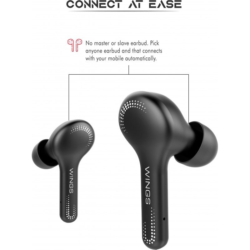 Wings Vibe Bluetooth Headset (Black, True Wireless) Wings Vibe Bluetooth Headset (Black, True Wireless)