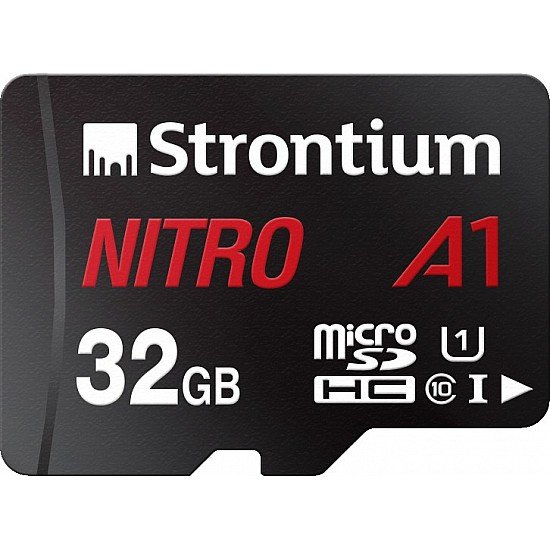 Strontium Nitro A1 32GB Micro SDHC Memory Card 100MB/s A1 UHS-I U1 Class 10 with High Speed Adapter