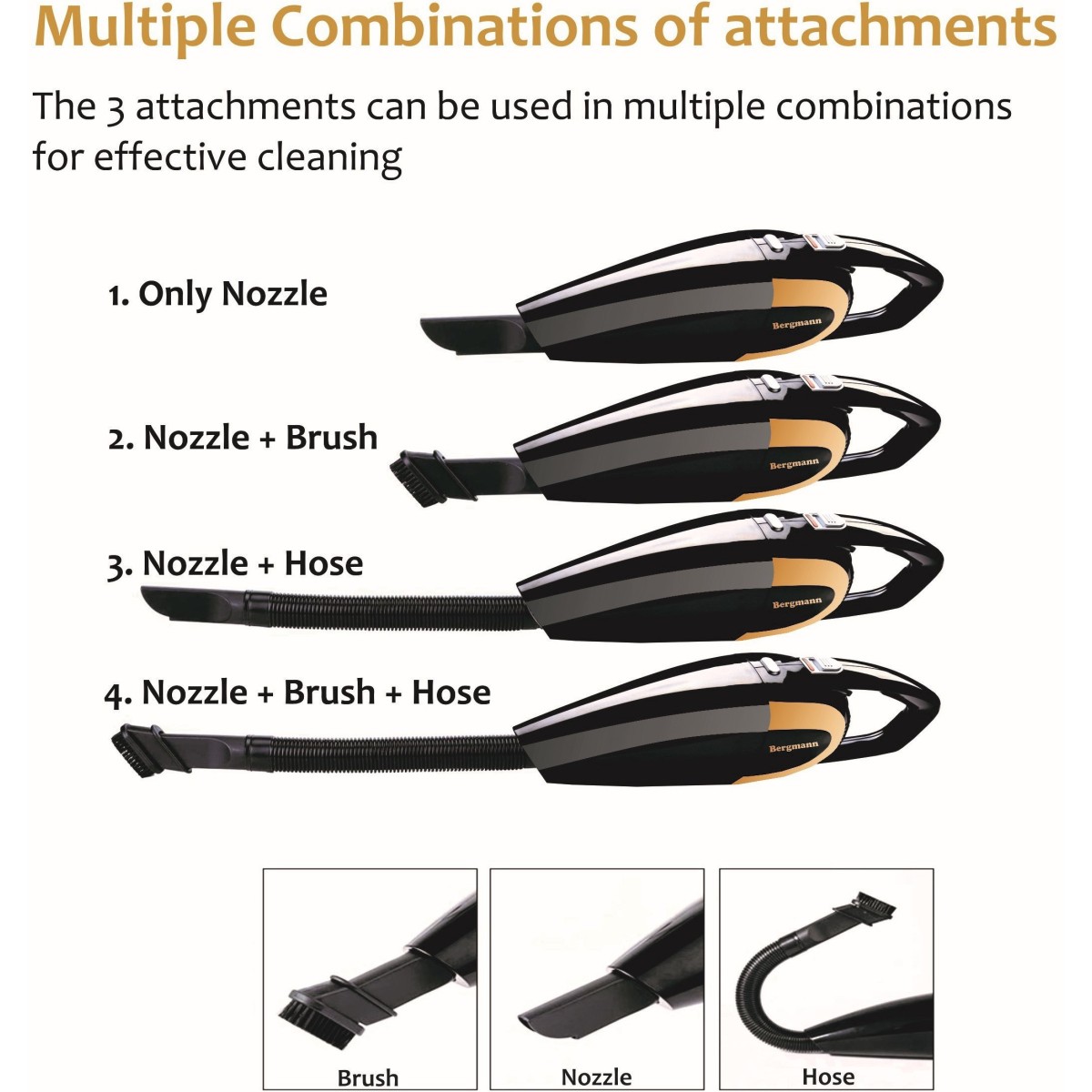 Bergmann Stunner BAV-150B Car Vacuum Cleaner  Black,Gold