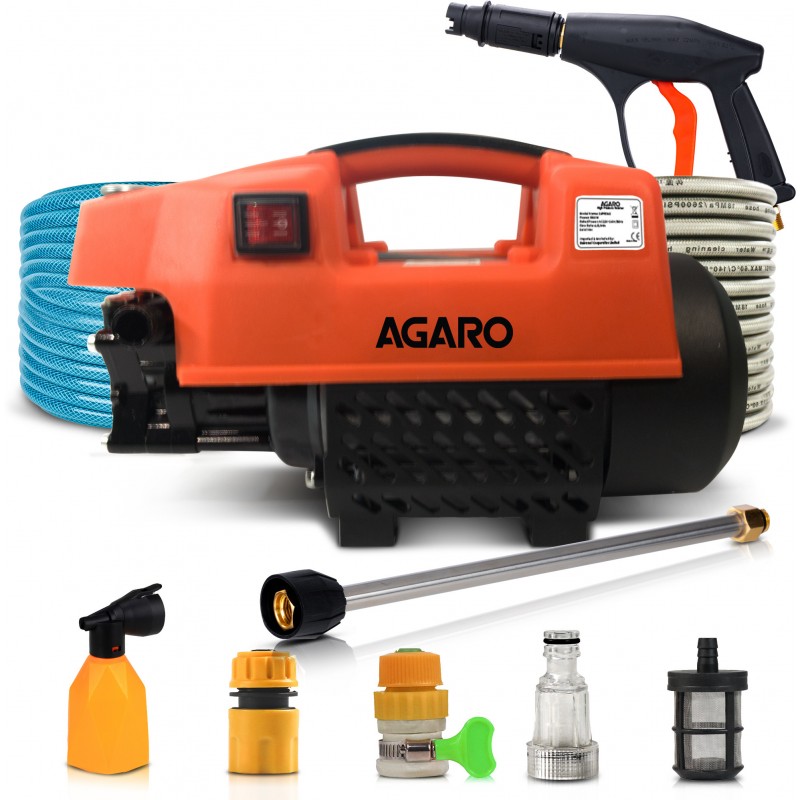 AGARO Supreme High Pressure Washer, 1800W, 120 Bar, 6.5L/Min Flow, 8m Hose, Portable for Car, Bike & Home Cleaning AGARO Supreme High Pressure Washer, 1800W, 120 Bar, 6.5L/Min Flow, 8m Hose, Portable for Car, Bike & Home Cleaning