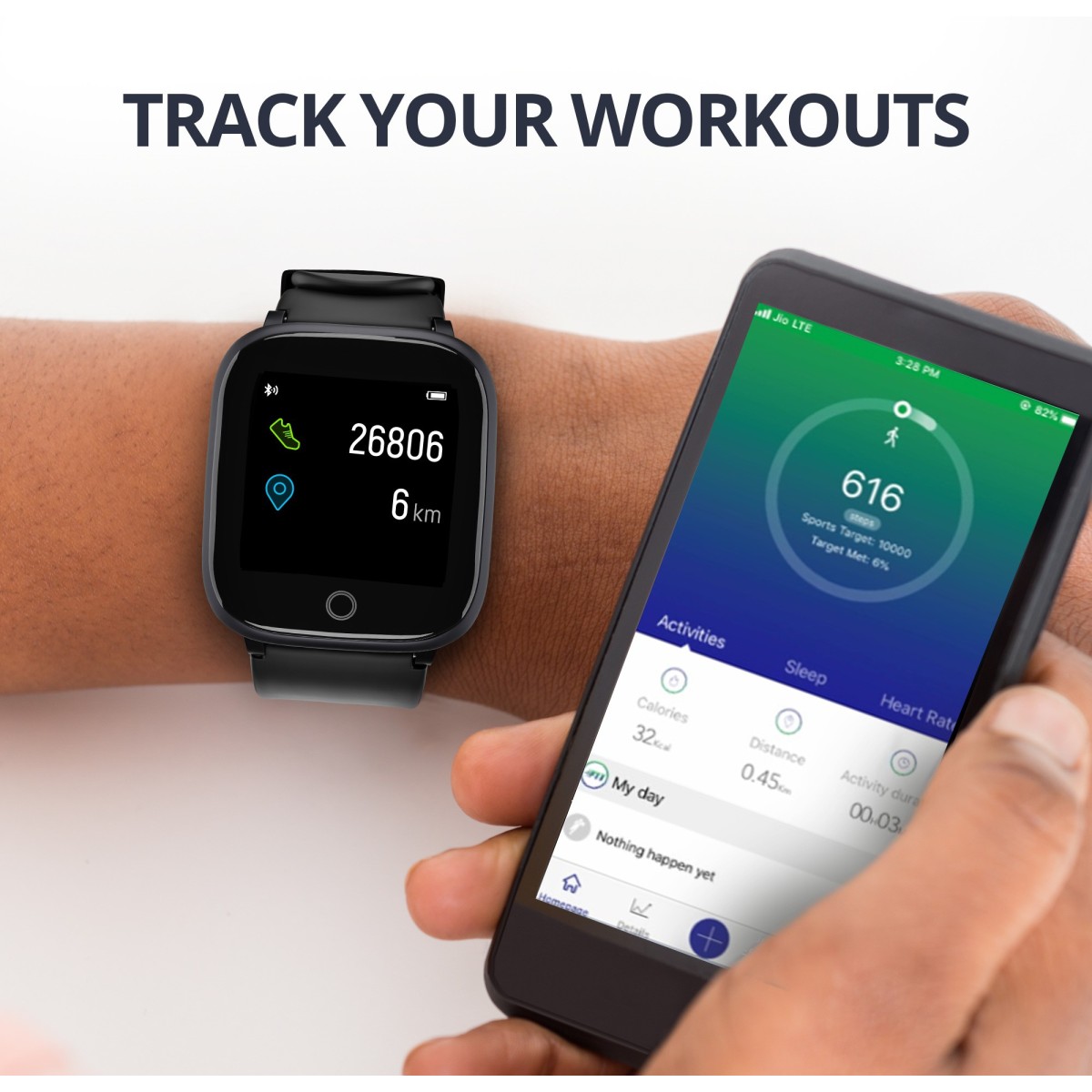 Syska SW100-BK Smartwatch (Black Strap, Free Size)