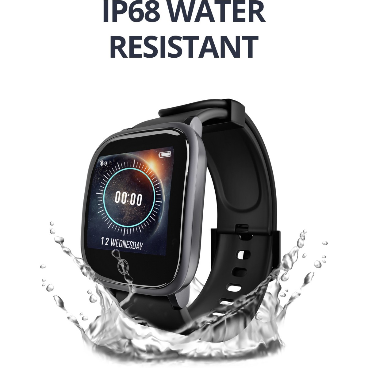 Syska SW100-BK Smartwatch (Black Strap, Free Size)