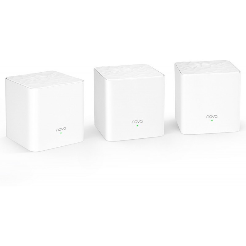 TENDA Nova MW3 (3-Pack) Whole Home Mesh Mesh Router 2.4 GHz, 5 GHz 1200 Mbps Wifi Speed Dual Band Internal Antenna Ethernet (Cable Broadband) (White) TENDA Nova MW3 (3-Pack) Whole Home Mesh Mesh Router 2.4 GHz, 5 GHz 1200 Mbps Wifi Speed Dual Band Internal Antenna Ethernet (Cable Broadband) (White)