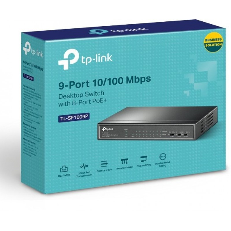 TP-Link TL-SF1009P 9 Ports 100 Mbps Network Switch (Black) TP-Link TL-SF1009P 9 Ports 100 Mbps Network Switch (Black)