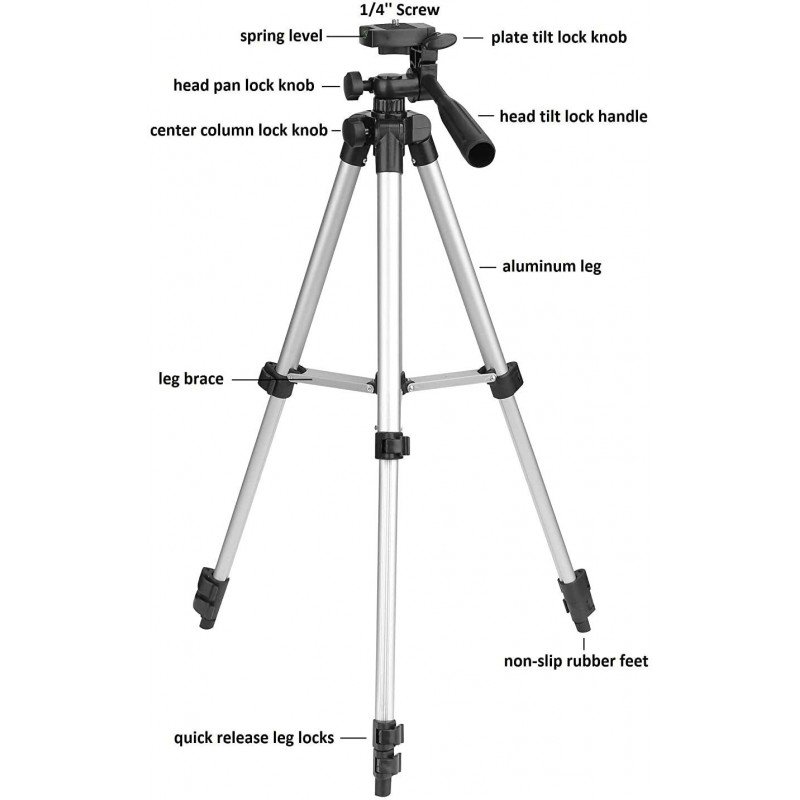 Kubra 3110 for Mobile, DSLR, Mirrorless, Sports & Action Portable Lightweight Aluminum Tripod (Black, Supports Up to 1500 g) Kubra 3110 for Mobile, DSLR, Mirrorless, Sports & Action Portable Lightweight Aluminum Tripod (Black, Supports Up to 1500 g)