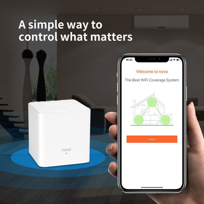 TENDA Nova MW3 (3-Pack) Whole Home Mesh Mesh Router 2.4 GHz, 5 GHz 1200 Mbps Wifi Speed Dual Band Internal Antenna Ethernet (Cable Broadband) (White) TENDA Nova MW3 (3-Pack) Whole Home Mesh Mesh Router 2.4 GHz, 5 GHz 1200 Mbps Wifi Speed Dual Band Internal Antenna Ethernet (Cable Broadband) (White)