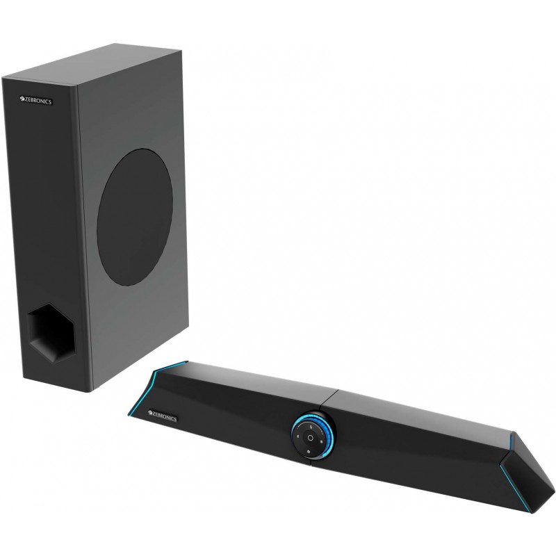 ZEBRONICS Zeb Sonic BAR 100-120W RMS Soundbar with Subwoofer,Type C + Dual 3.5mm Audio Ports, Virtual 5.1 and 3D Sound, Black ZEBRONICS Zeb Sonic BAR 100-120W RMS Soundbar with Subwoofer,Type C + Dual 3.5mm Audio Ports, Virtual 5.1 and 3D Sound, Black