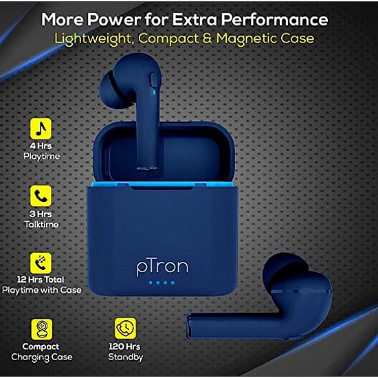 pTron Bassbuds Vista in-Ear True Wireless Bluetooth 5.1 Headphones with Free 5W Wireless Charger