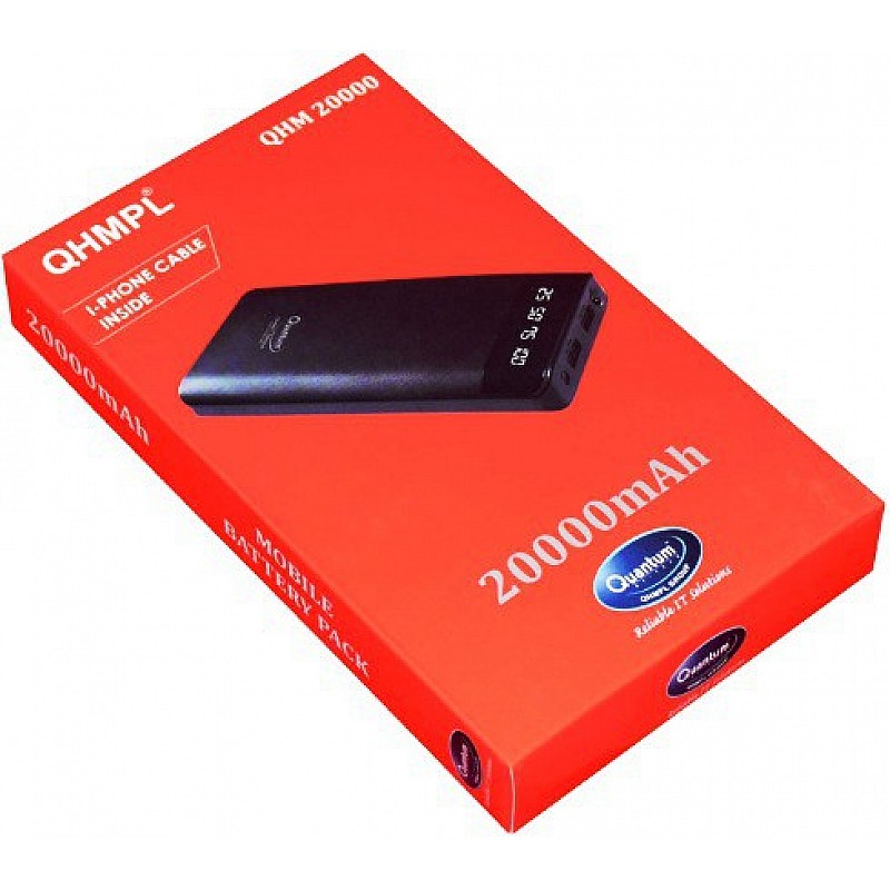 Quantum 20000 mAh Power Bank (20000, QHM 20000) (Black, Lithium-ion) 20000mAh Lithium Polymer Power Bank (Stylo-20K, Black)-