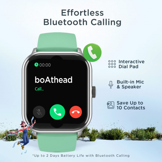 boAt Wave Edge Smart Watch with 1.85" HD Display, Advanced Bluetooth Calling Chip, Functional Crown (Sage Green)