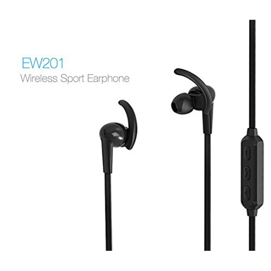 FD EW201 Extra Bass In Ear Wireless Earphones With Mic (Black)