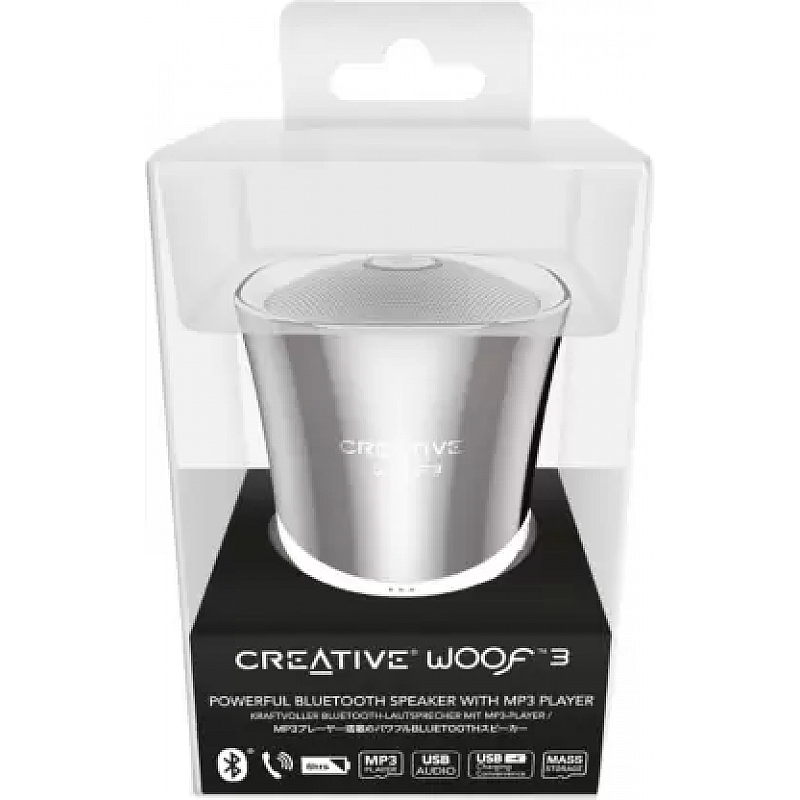 CREATIVE Woof 3 Portable Bluetooth Speaker (Silver, Mono Channel)