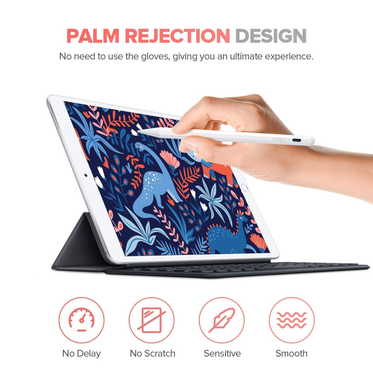 CASE U Upgraded Stylus Pencil, Stylus Pen Tilt Sensor with Palm Rejection