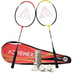Adrenex R201 Combo - 2 Badminton Racquet with Shuttle Badminton (Red Yellow)