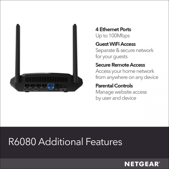 NETGEAR R6080-100NAS AC1000 Dual Band Wi-Fi Router