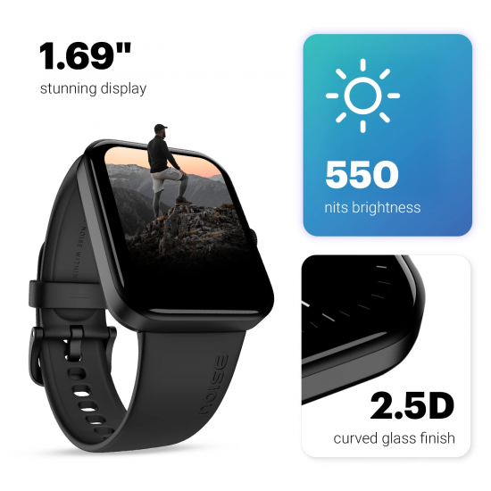 Noise Pulse Go Buzz Smart Watch with Advanced Bluetooth Calling, 1.69 TFT Display Heavy Jet Black