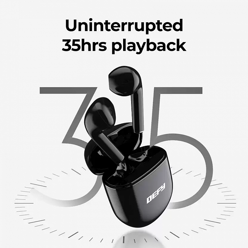 DEFY GravityU with 35 Hours Playback and Beast Mode Bluetooth Headset (Stellar Black, In the Ear)