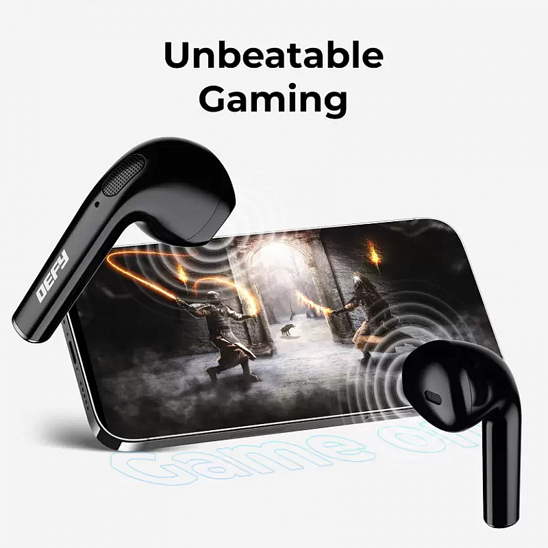 DEFY GravityU with 35 Hours Playback and Beast Mode Bluetooth Headset (Stellar Black, In the Ear)