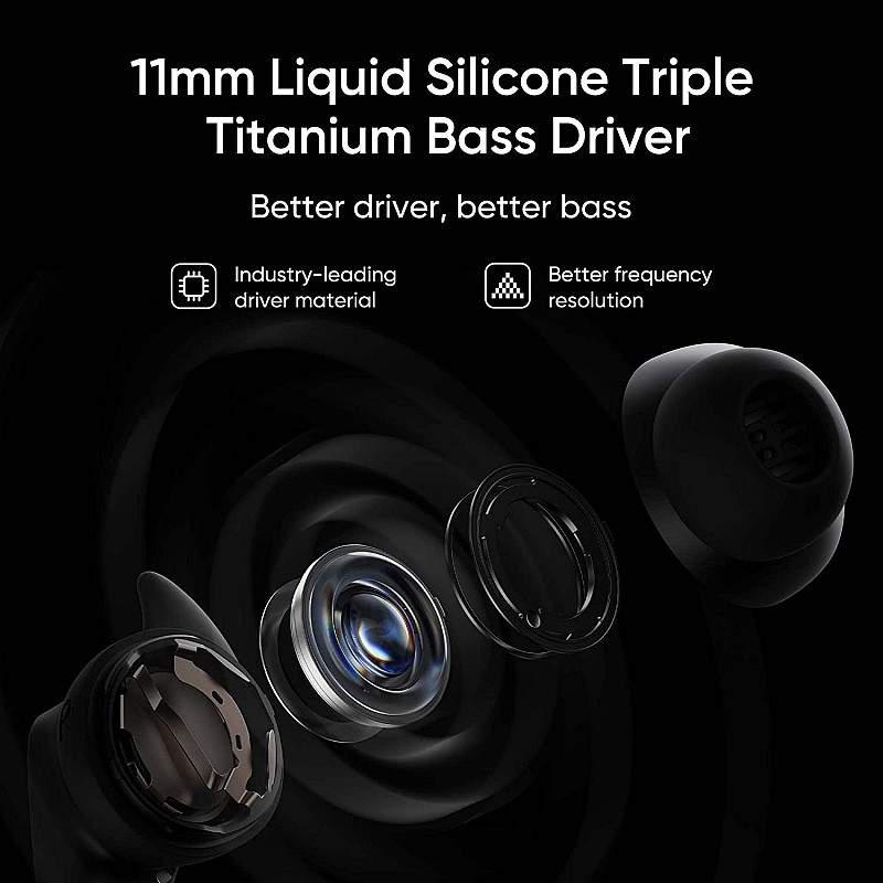 realme Buds Air 3S Bluetooth Truly Wireless in Ear Earbuds 11mm Triple Titanium Driver with Mic AI ENC for Calls Dual Device Pairing (Bass Black)