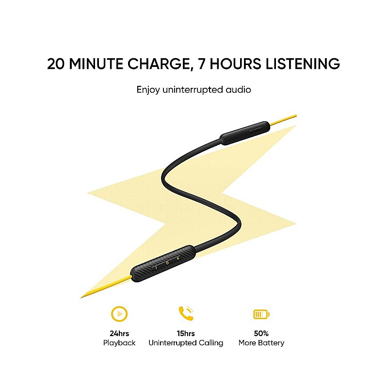 Realme Buds Wireless 2S in Ear Earphone with mic Switching Type C Fast Charge Bluetooth Headset Neckband Black