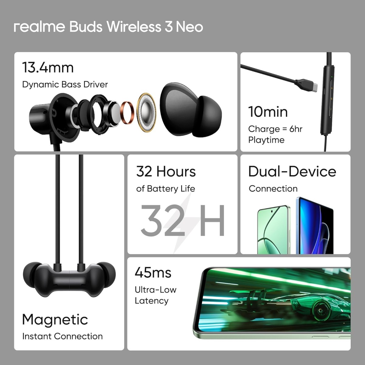 realme Buds Wireless 3 Neo in Ear Bluetooth Neckband with 13.4 Mm Dynamic Bass Boost Driver,Upto 32 Hours Playback,Fast Charge,Ai Enc,45Ms Low Latency,Ip55 Dust&Water Resistannt&Bluetooth V 5.4 Black realme Buds Wireless 3 Neo in Ear Bluetooth Neckband with 13.4 Mm Dynamic Bass Boost Driver,Upto 32 Hours Playback,Fast Charge,Ai Enc,45Ms Low Latency,Ip55 Dust&Water Resistannt&Bluetooth V 5.4 Black