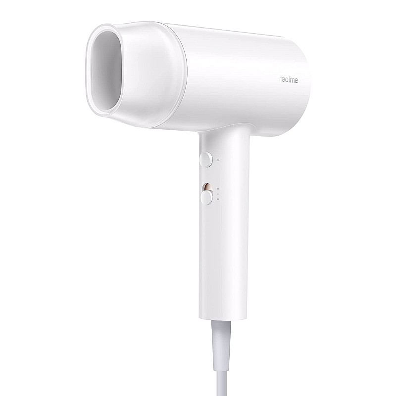 Realme hair dryer 1400watts with ionic technology dual temperature speed settings white