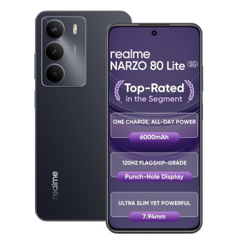 Realme NARZO 80 Lite 5G Onyx Black, 4GB+128GB 6000mAh Long-Lasting Battery Realme NARZO 80 Lite 5G Onyx Black, 4GB+128GB 6000mAh Long-Lasting Battery