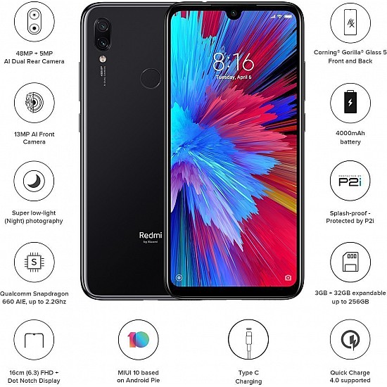 Mi Redmi Note 7S Smartphone (Onyx Black, 32 GB, 3 GB RAM)