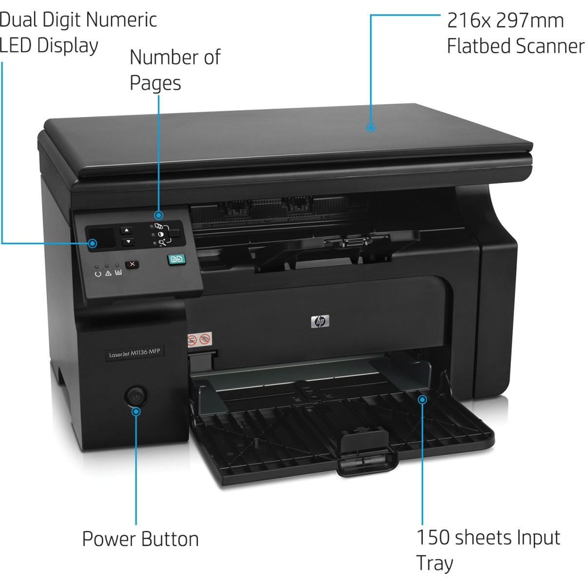 HP Laserjet Pro M1136 Printer, Print, Copy, Scan, Compact Design, Reliable, and Fast Printing