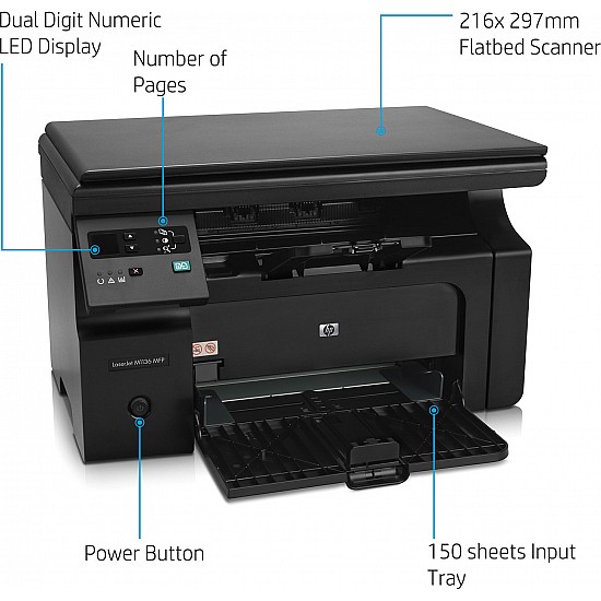 HP Laserjet Pro M1136 Printer, Print, Copy, Scan, Compact Design, Reliable, and Fast Printing 