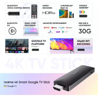 realme 4k Smart Google TV Stick Black realme 4k Smart Google TV Stick Black