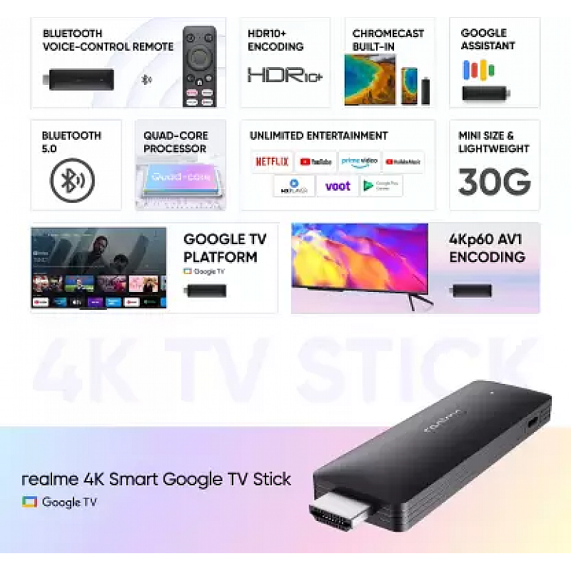 realme 4k Smart Google TV Stick Black