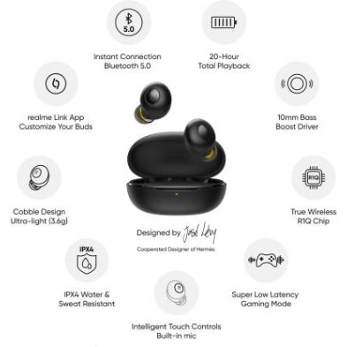 realme Buds Q Bluetooth Headset Black, True Wireless (Black) realme Buds Q Bluetooth Headset Black, True Wireless (Black)