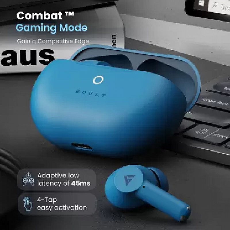 Boult W40 with Quad Mic ENC, 48H Battery Life, Low Latency Gaming, (Denim Blue, True Wireless)