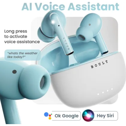 Boult W20 with Zen ENC Mic, 35H Battery Life, Low Latency (Glacier Blue, True Wireless)