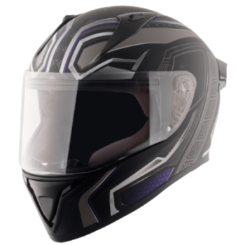 VEGA Bolt Marvel Black Panther Edition Motorbike Helmet (Black Silver)
