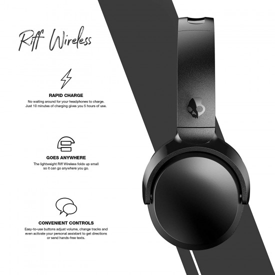 Skullcandy Riff Wireless Bluetooth On Ear Headphone with Mic-Black