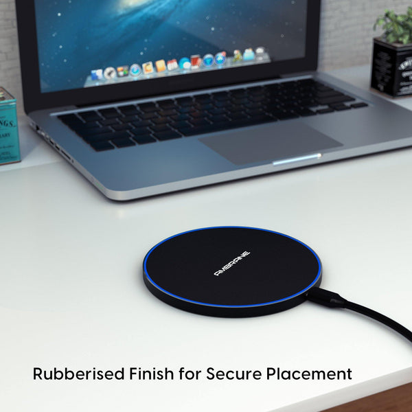 Ambrane Fast Wireless Charger, 10W Output, Qi Wireless Charging Pad, LED Indicator for Charging, Compact and Sleek Design (WC-38, Black), Normal Ambrane Fast Wireless Charger, 10W Output, Qi Wireless Charging Pad, LED Indicator for Charging, Compact and Sleek Design (WC-38, Black), Normal