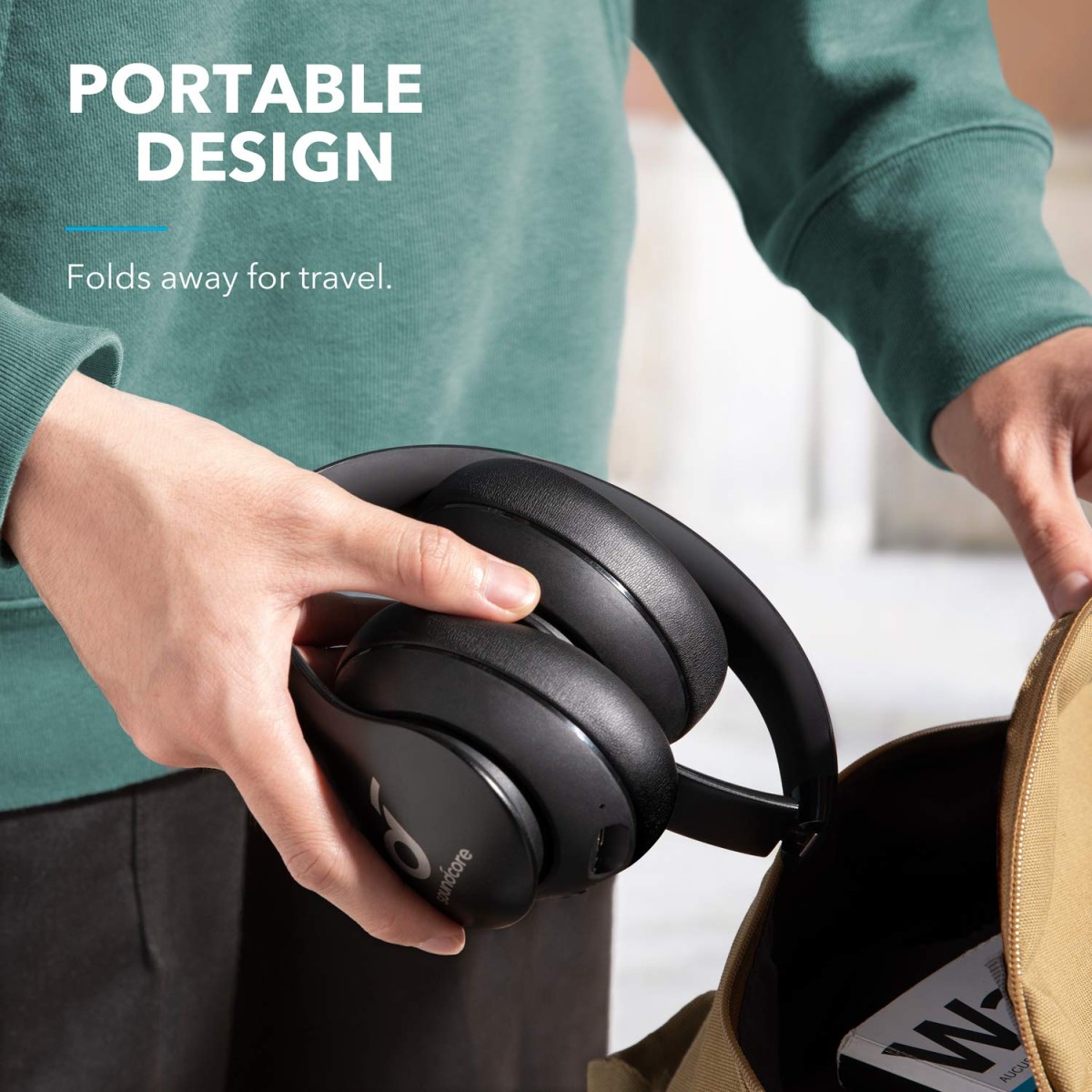 soundcore Anker Q10 Bluetooth Wireless On-Ear Foldable Headphones, 60H Playtime, Premium Soft Touch Design, 40 mm Dynamic Drivers with Deep Bass, Bluetooth 5.0 Dual Connectivity