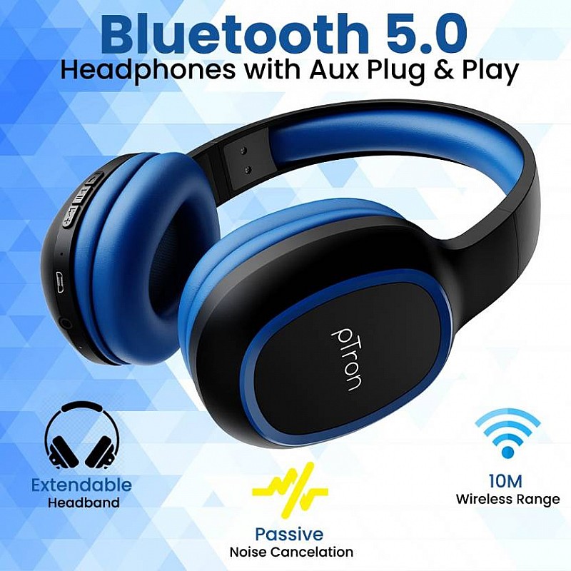 PTron Soundster Lite Bluetooth Headset  (Blue, Black, On the Ear)