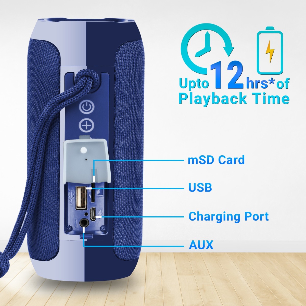 Zebronics Zeb-Action Portable BT Speaker with TWS Function, USB,mSD, AUX, FM, Mic & Fabric Finish